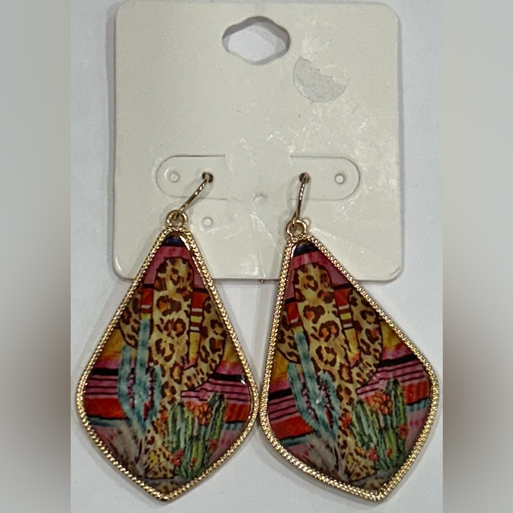 Western Cactus Desert Earrings – Boho Dangle Jewelry Southwestern Style